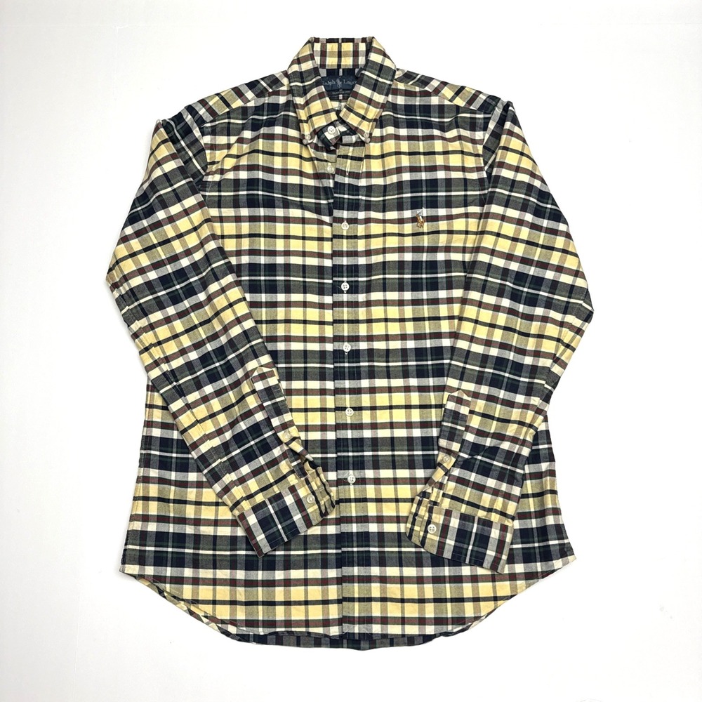 Ralph Lauren Custom Fit Plaid Button Down Long Sleeve Shirt Mens Size M